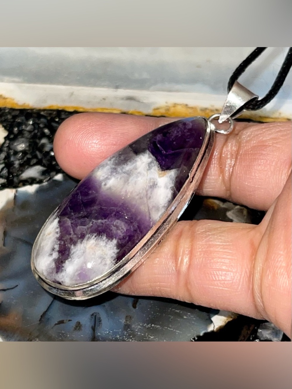 Chevron Amethyst Pendant 2 1/2” - Picture 4 of 17